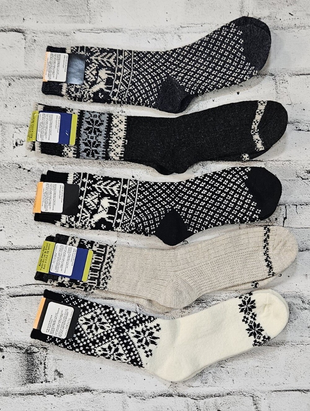 Country Tweeds Womens Nordic Fair Isle Winter Socks 5 Pair Lot Size 9 11 NWT